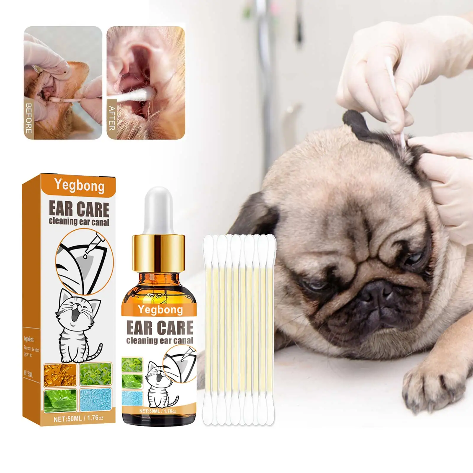Pet Ear Cleaner - Huisdieren Oorreiniger Druppels Voorkomt Jeuk Infectie