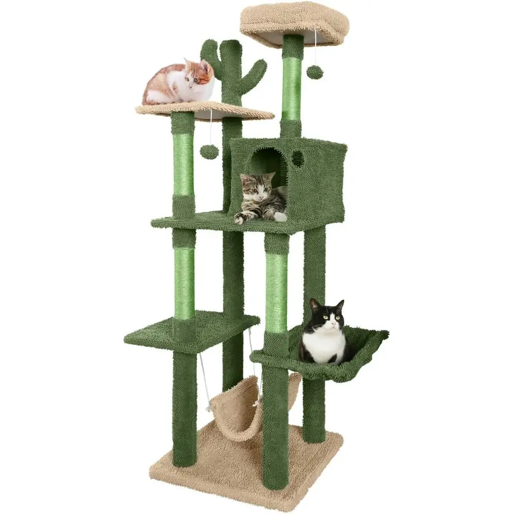 Cat Scratching Post - Multilevel kattenboom met cactus-thema, 70 inch,