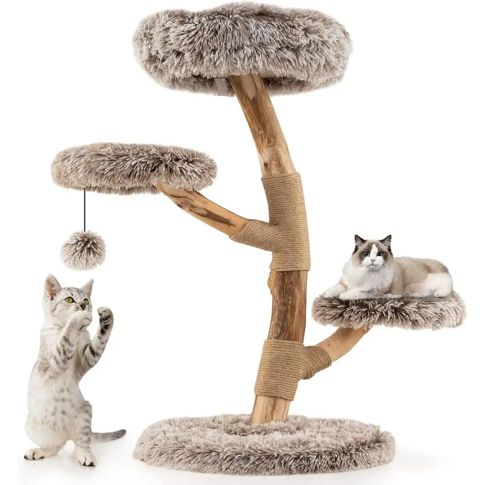 Cat Scratching Post - Multi-level houten kattentoren met krabpalen, knusse