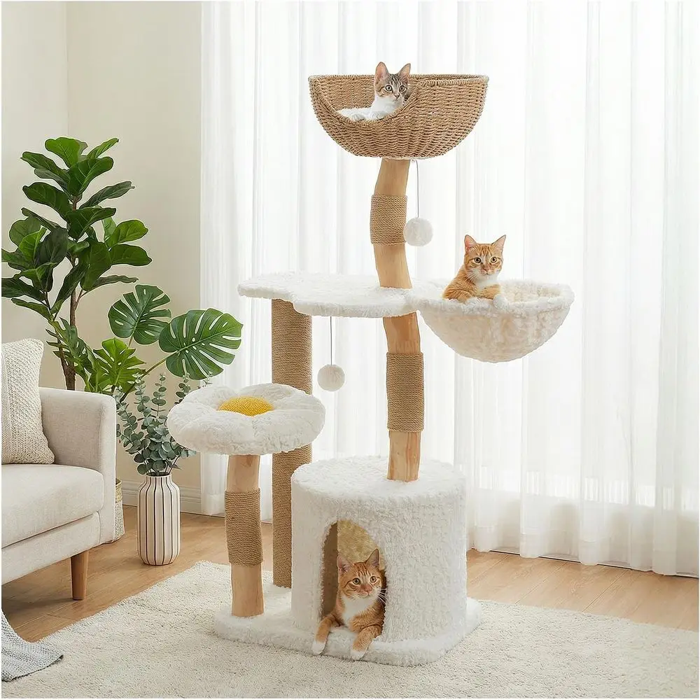 Cat Scratching Post - 48,5 cm hoge massief houten kattentoren